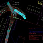 Vehicle swept path analysis of an articulated lorry performing a manoeuvre in a tight space created by jp-transport-highway-consultant.co.uk