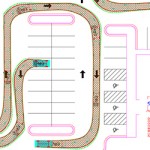 Vehicle swept path analysis of a car in a car park created by jp-transport-highway-consultant.co.uk