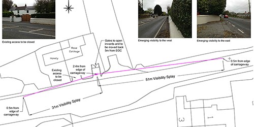 AutoCad drawing for a transport statement to submit with planning application drawn by jp-transport-highway-consultant.co.uk